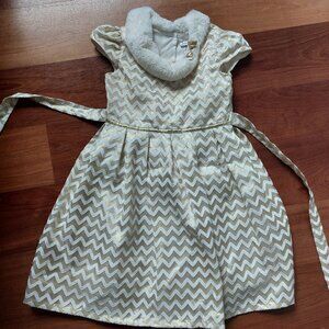 Holiday Taffeta and Gold Brocade Girls dress 10